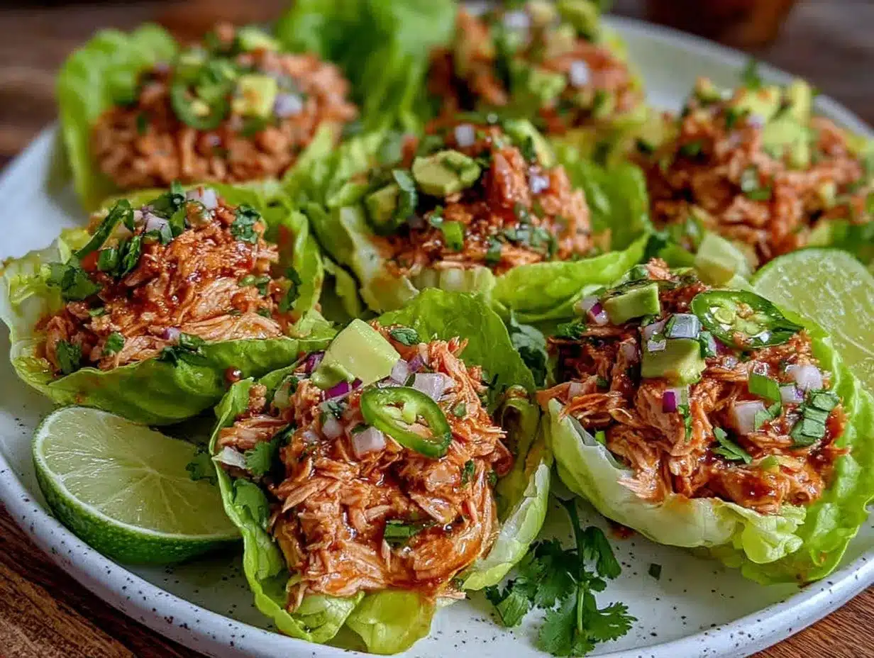 healthy avocado lime chicken lettuce cups preparation steps