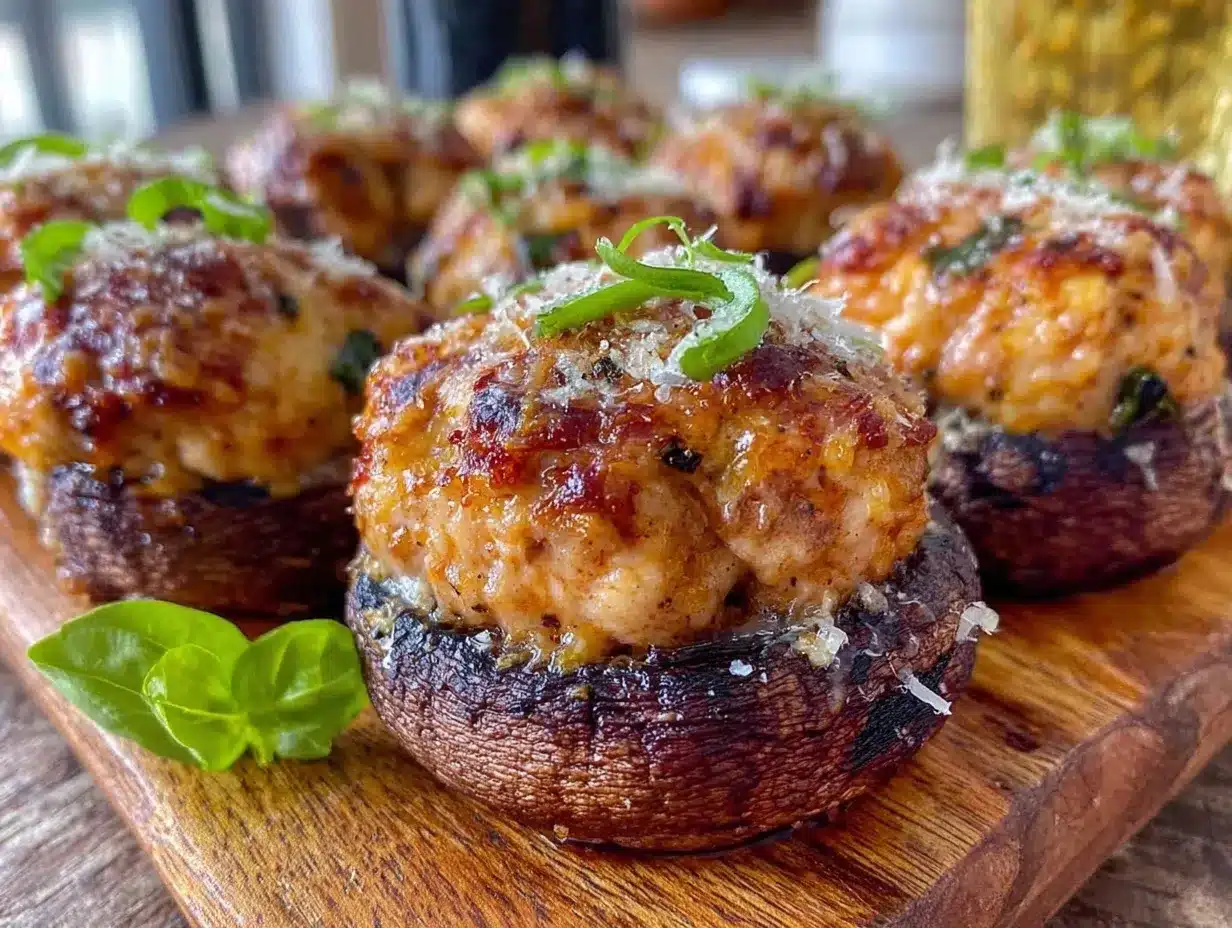healthy chicken parmesan stuffed mushrooms preparation steps