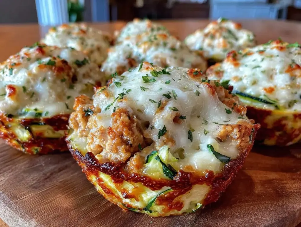 Healthy Chicken Zoodle Alfredo Cups - featured image