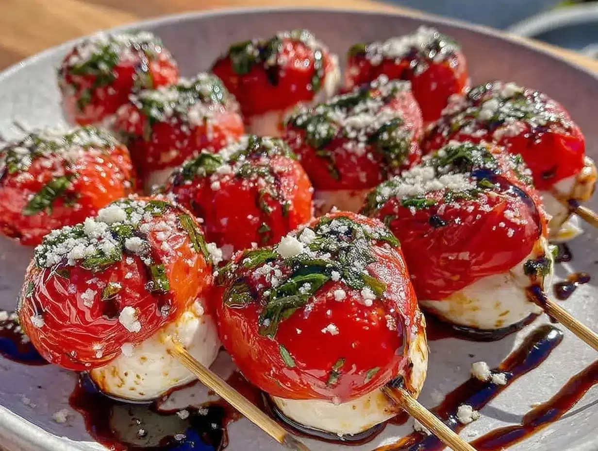 heart-shaped Caprese skewers preparation steps