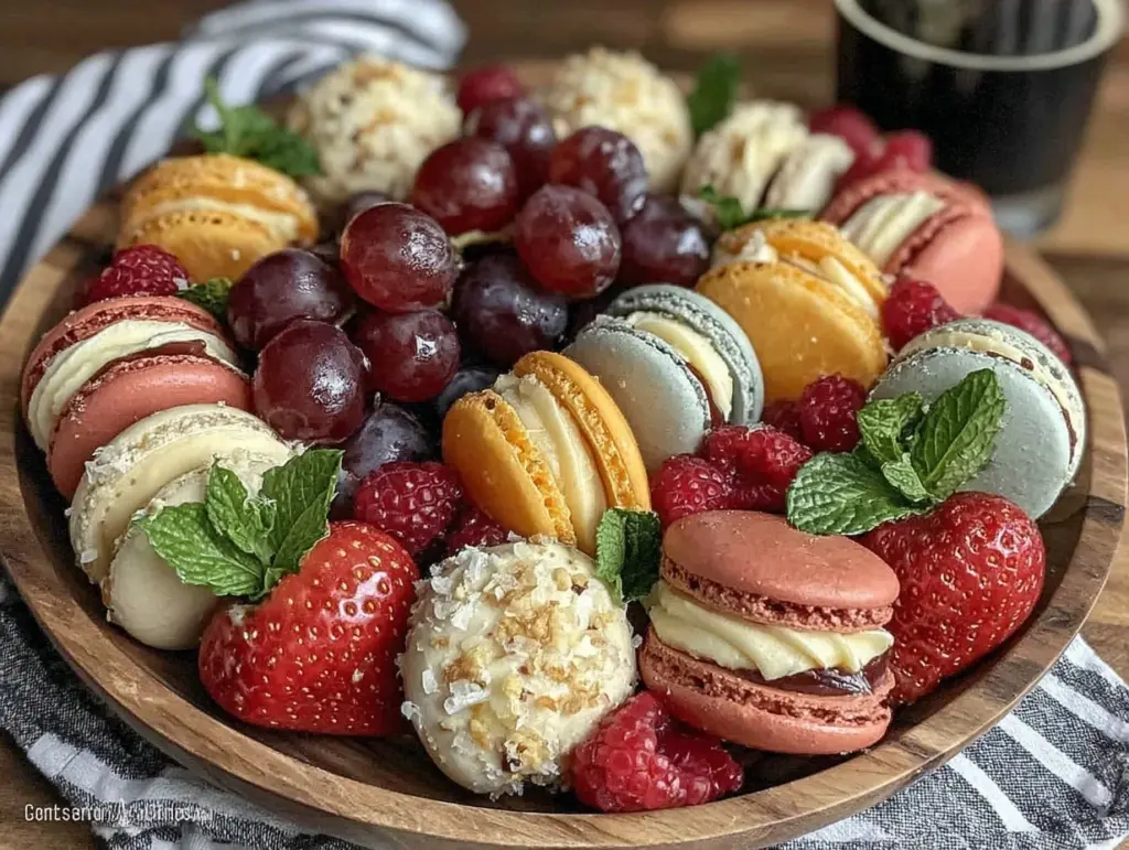 mini macaron and fruit charcuterie board - featured image