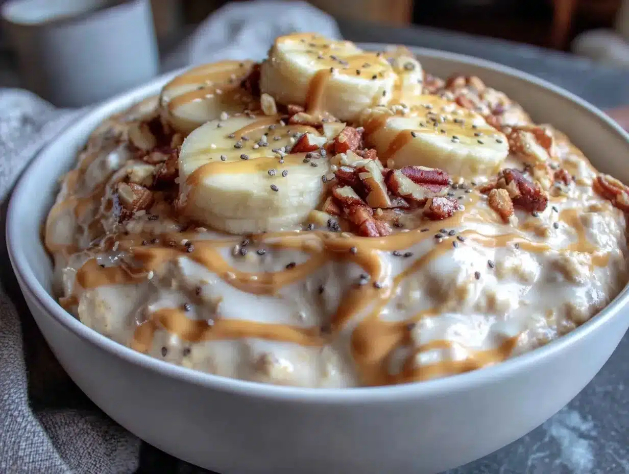 peanut butter banana overnight oats preparation steps