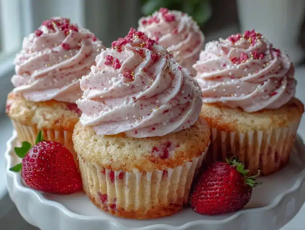 pink champagne cupcakes - featured image
