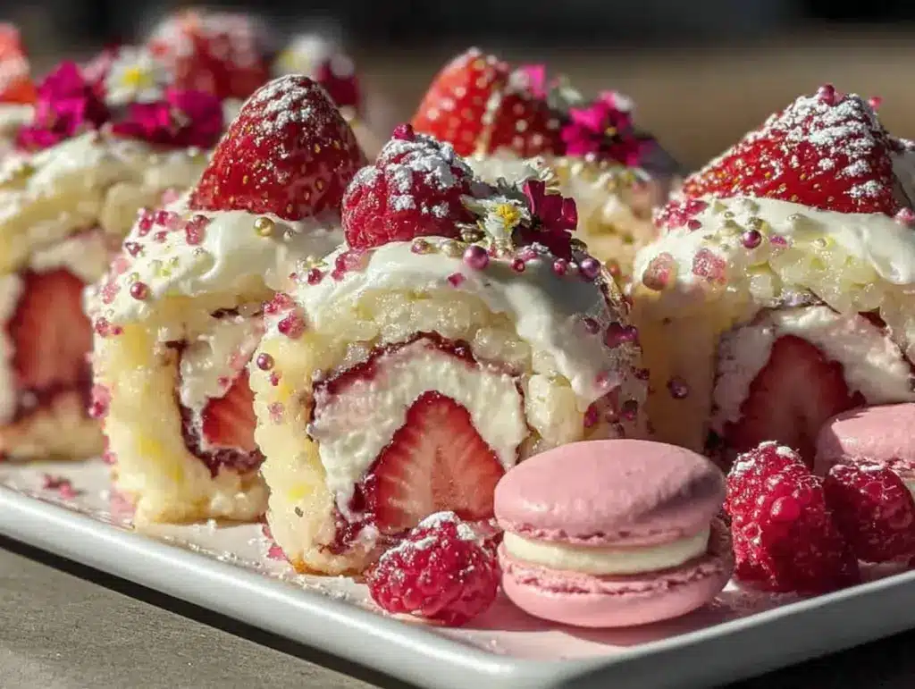 pink dessert sushi board - featured image