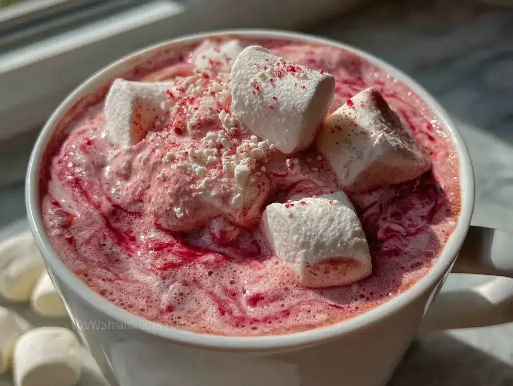pink velvet hot chocolate - featured image
