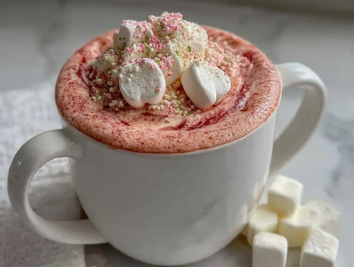 pink velvet hot chocolate preparation steps