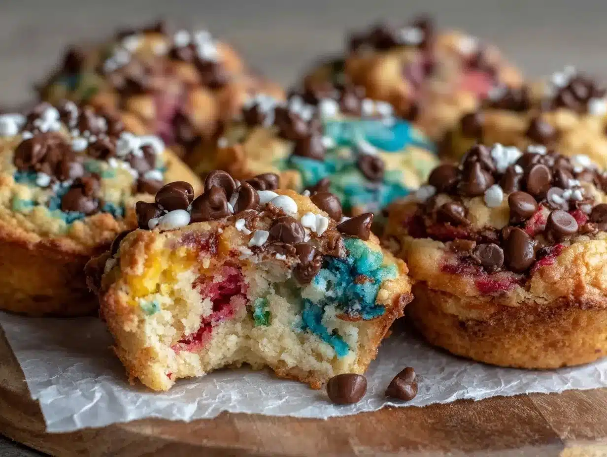 rainbow chocolate chip muffin tops preparation steps