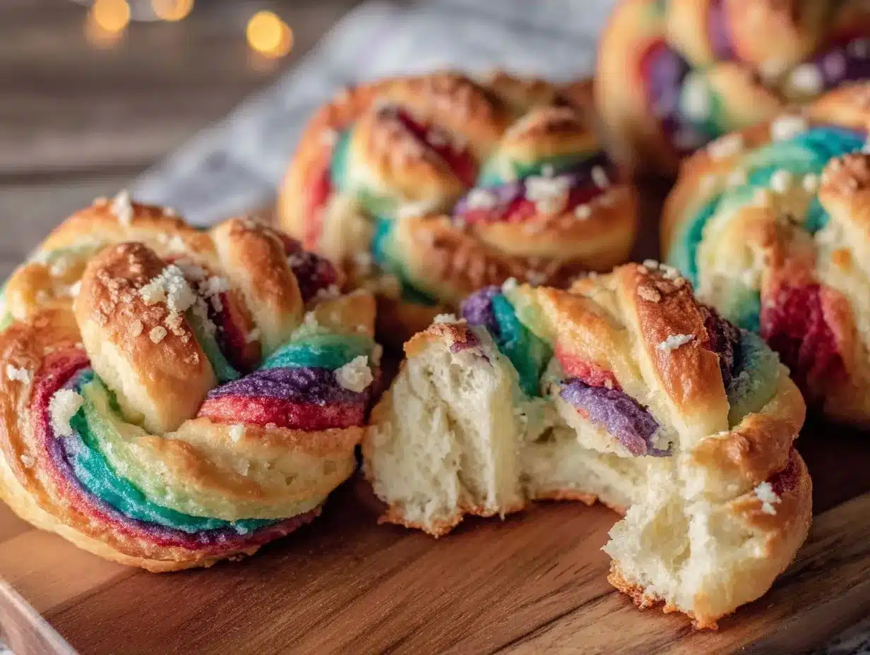 rainbow twisted bagel bites preparation steps