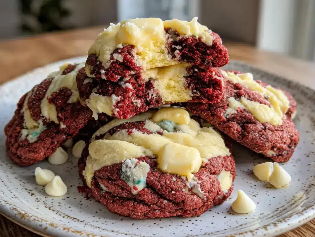 red velvet cheesecake cookies - featured image