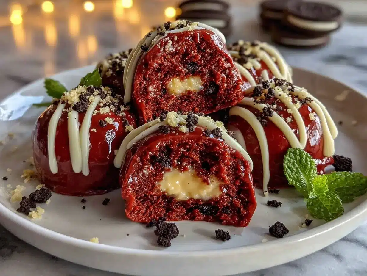 Red Velvet Oreo Truffles preparation steps