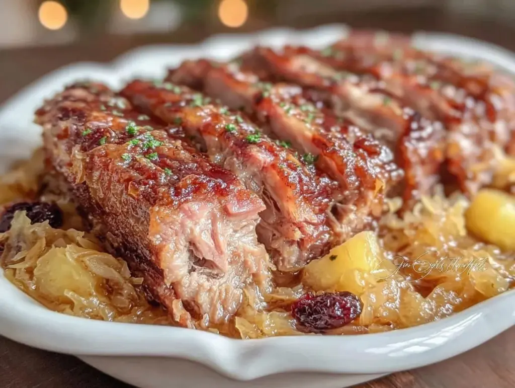 slow cooker pork and sauerkraut - featured image