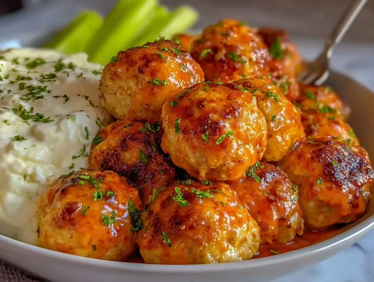 spicy buffalo chicken meatballs preparation steps