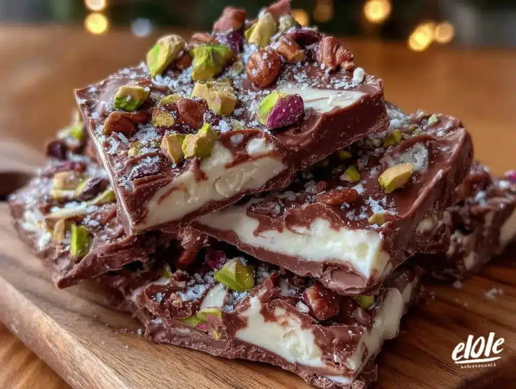 st patrick’s pistachio chocolate swirl bark - featured image