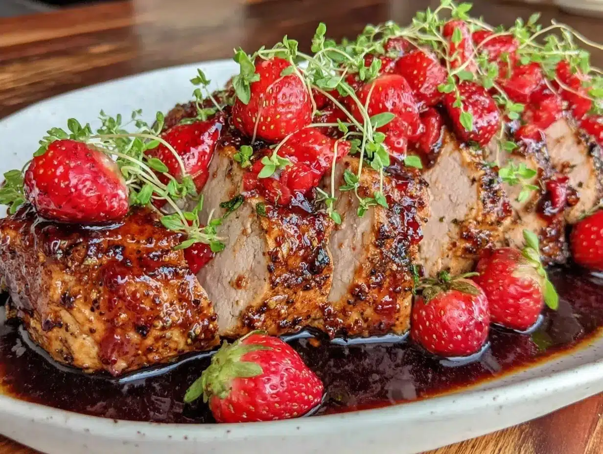 strawberry balsamic glazed pork tenderloin preparation steps
