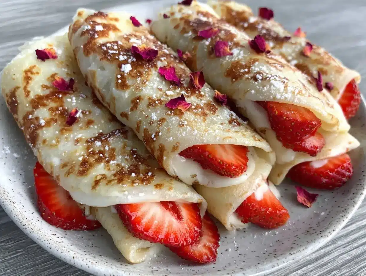 strawberry rose crème rollups preparation steps