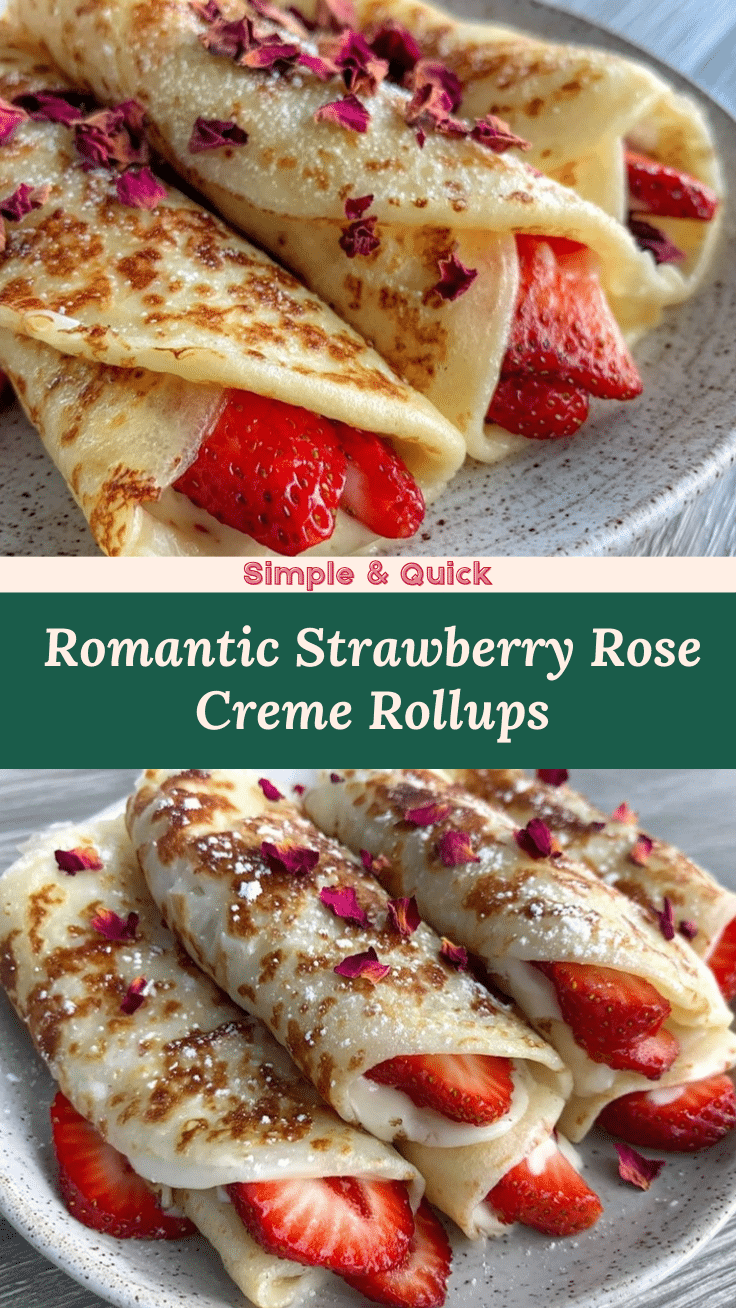 strawberry rose crème rollups recipe