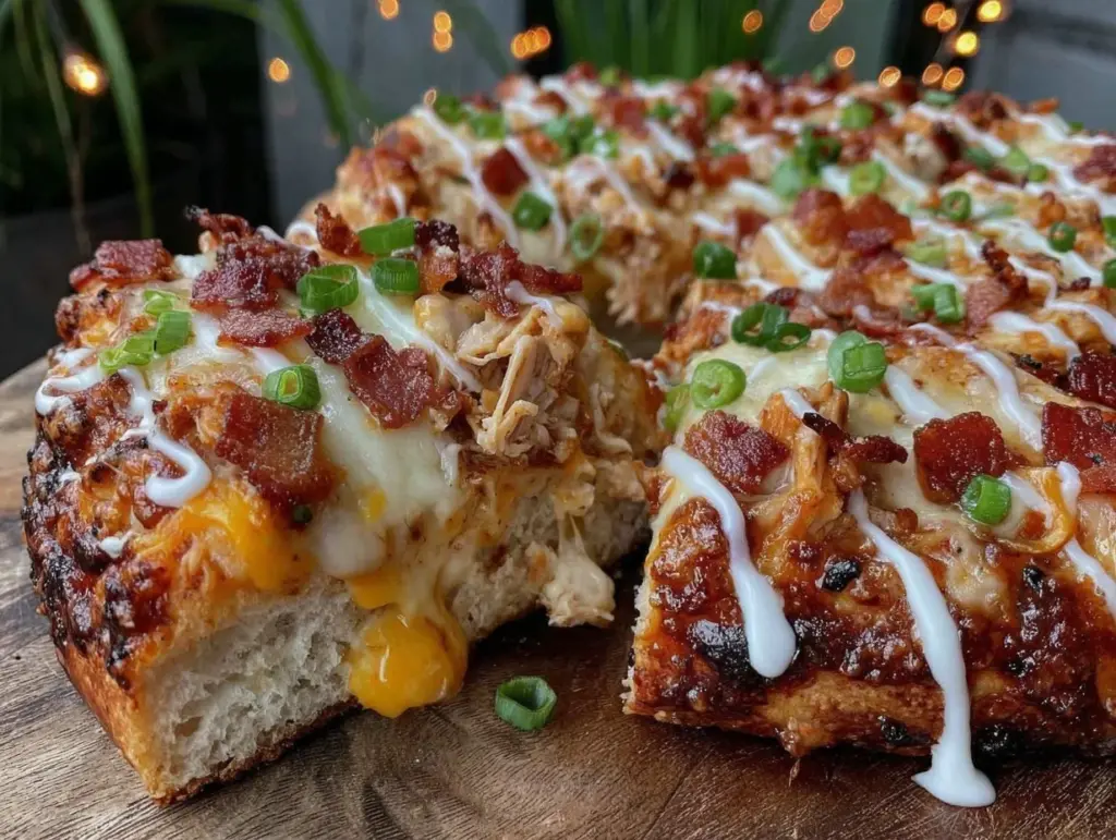 Super Bowl BBQ Ranch Chicken Queso Pizza - featured image