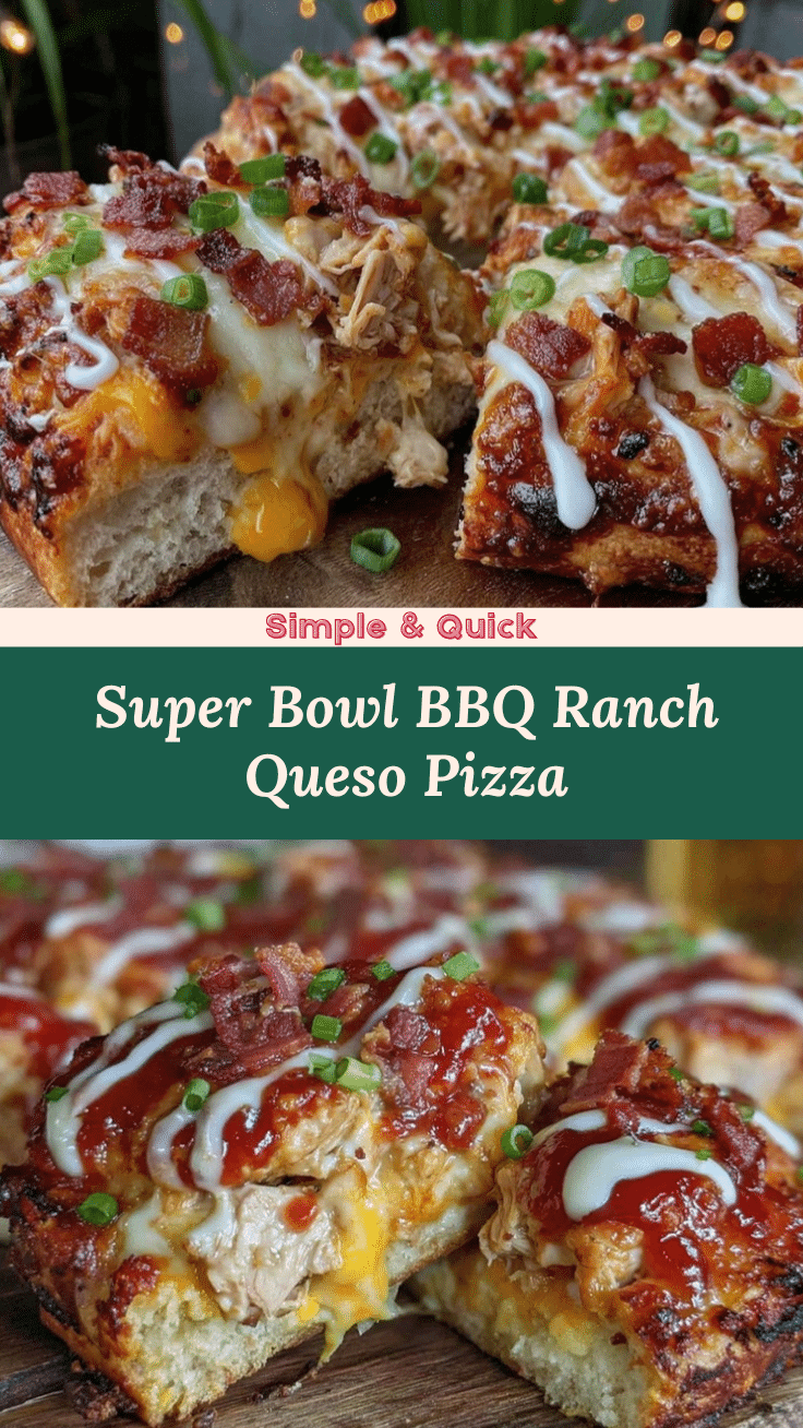 Super Bowl BBQ Ranch Chicken Queso Pizza recipe