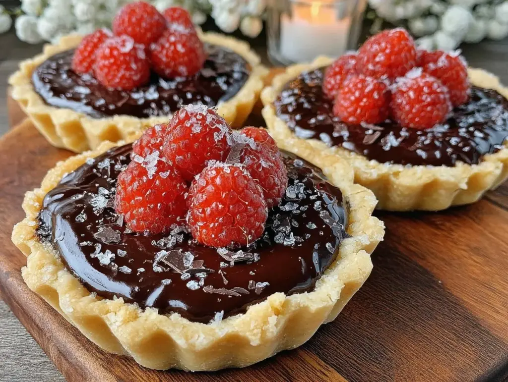 triple chocolate raspberry tart cups - featured image
