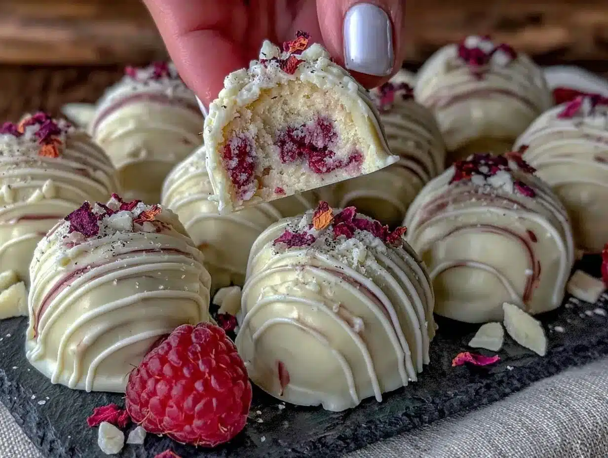 white chocolate raspberry truffle hearts preparation steps
