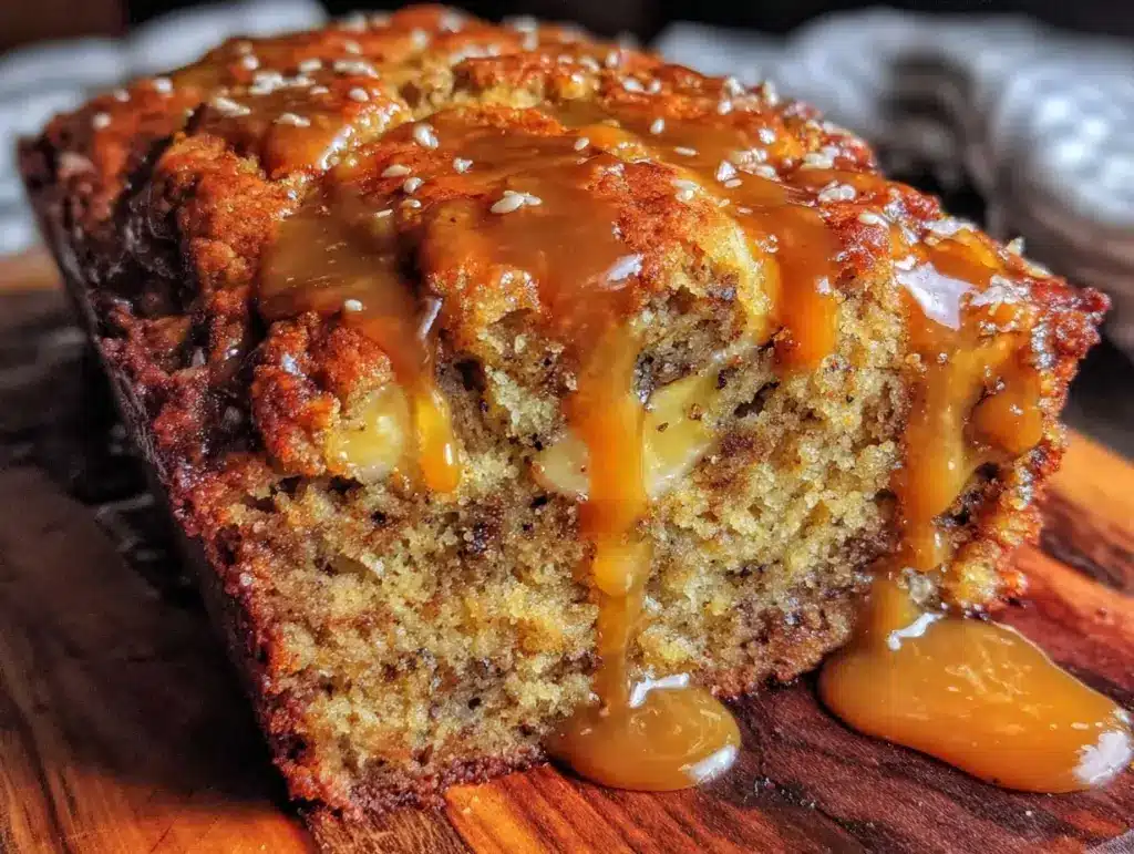 banana bread with miso caramel topping - featured image