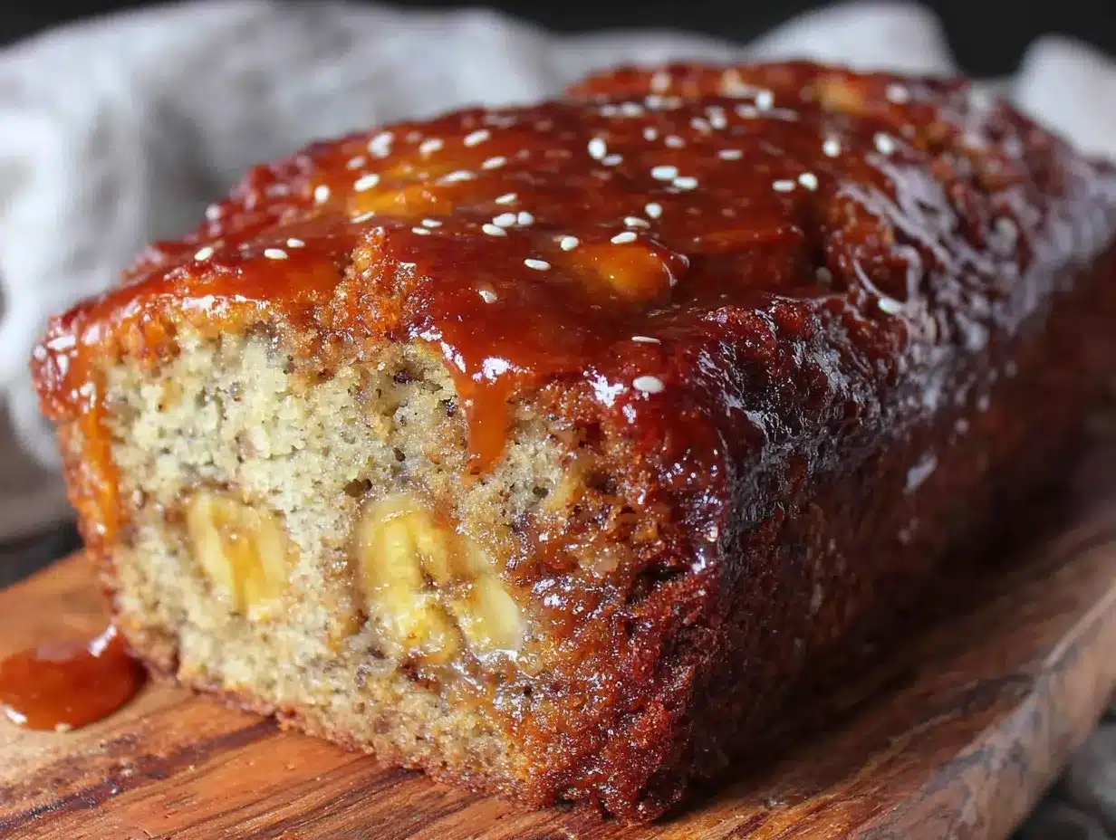 banana bread with miso caramel topping preparation steps