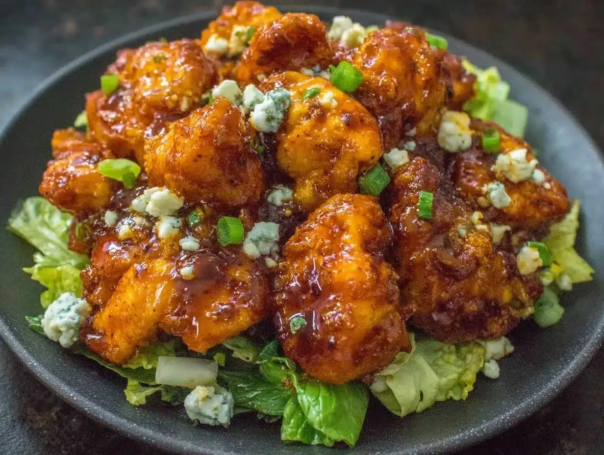 chicken salad with creamy spicy buffalo sauce preparation steps