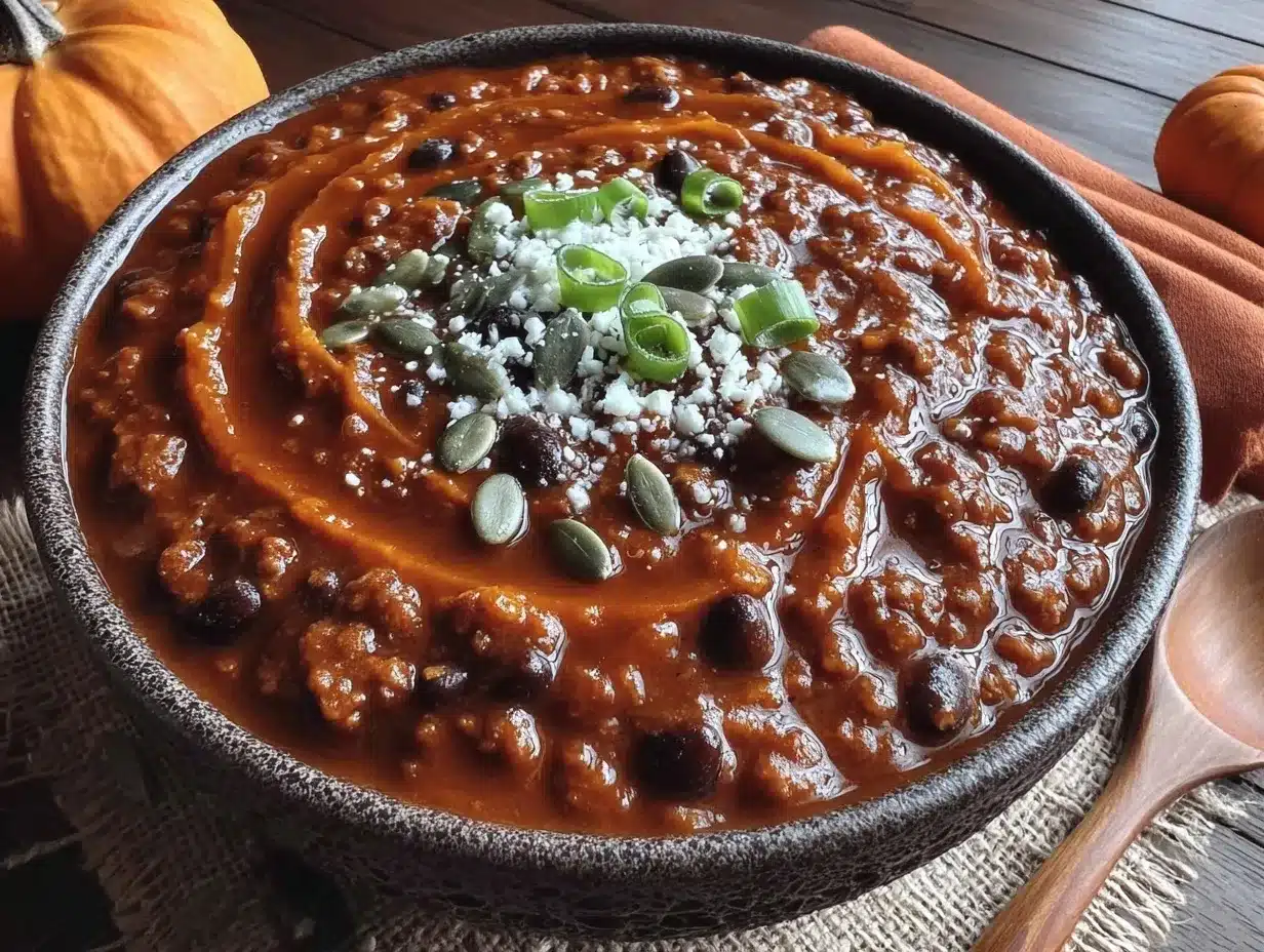 cozy chili with pumpkin puree preparation steps