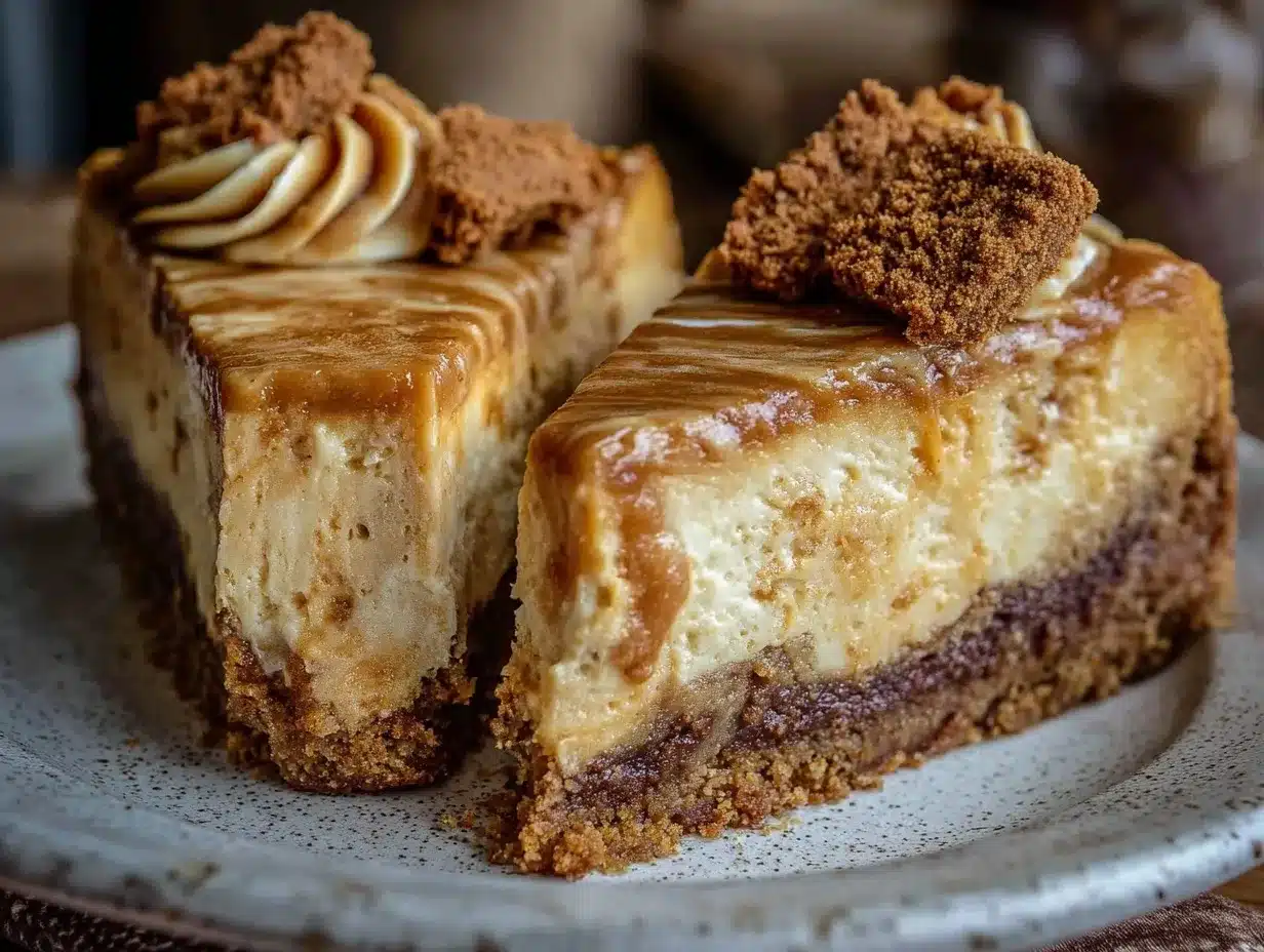 Creamy Biscoff Cookie Butter Cheesecake preparation steps