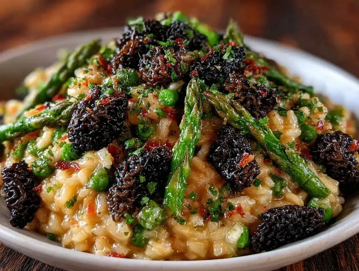 creamy morel mushroom and asparagus risotto preparation steps