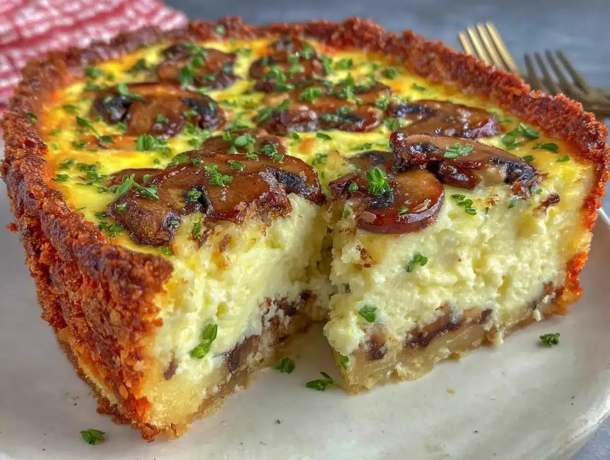 creamy mushroom and thyme quiche preparation steps