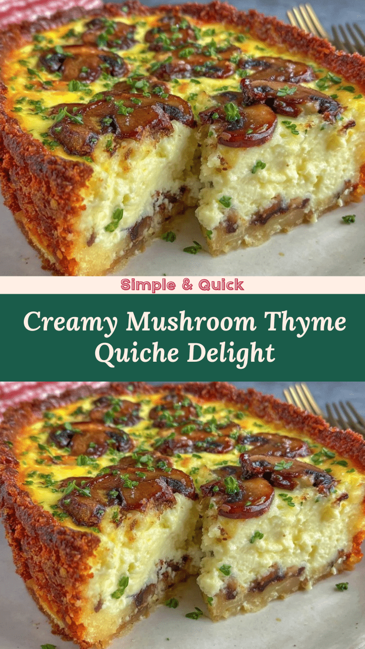 creamy mushroom and thyme quiche recipe