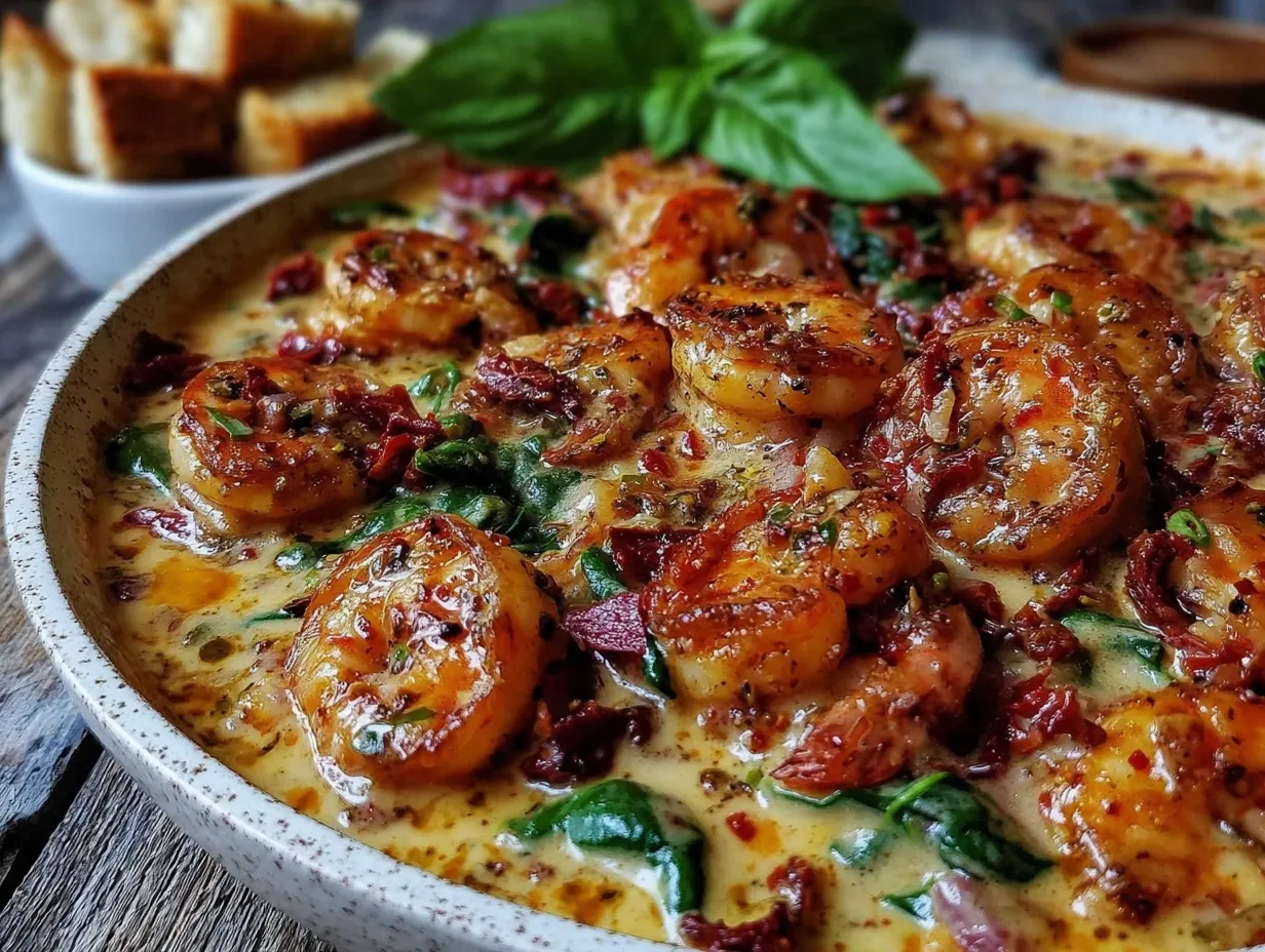 creamy one-pot garlic tuscan shrimp preparation steps