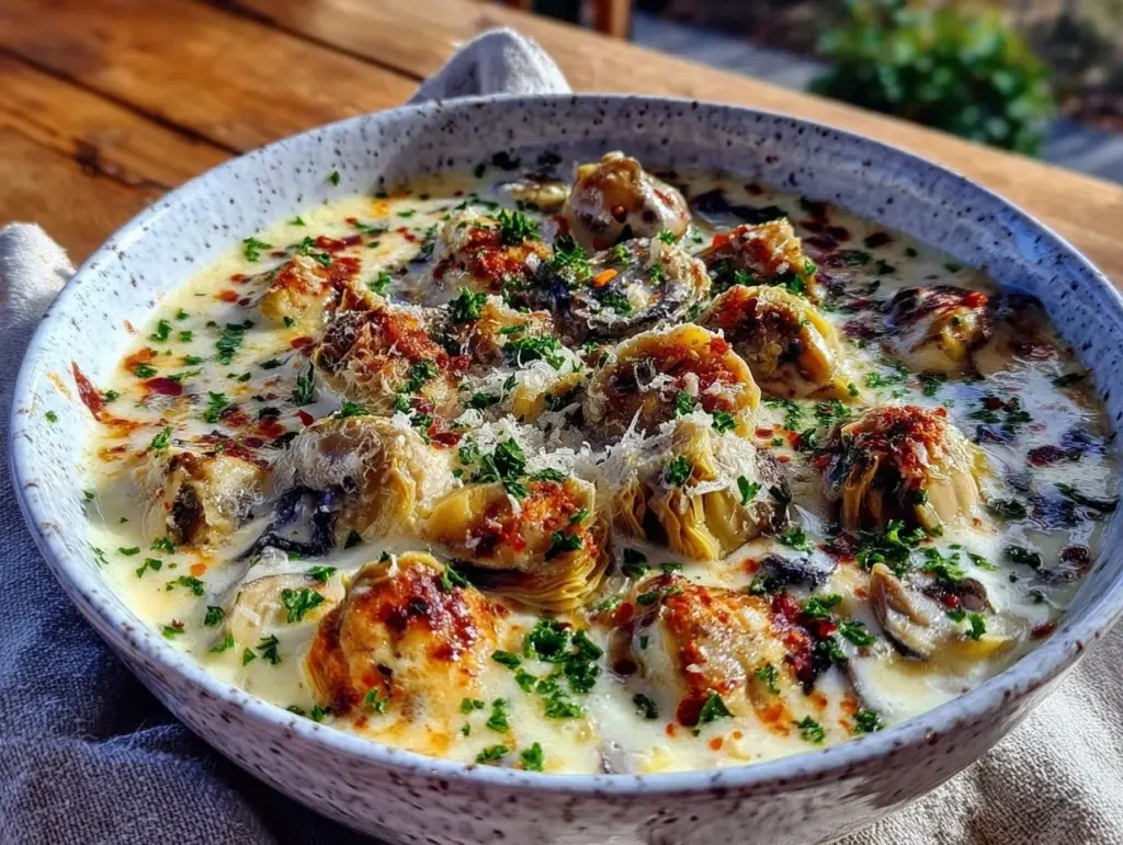 creamy oyster and artichoke soup - featured image