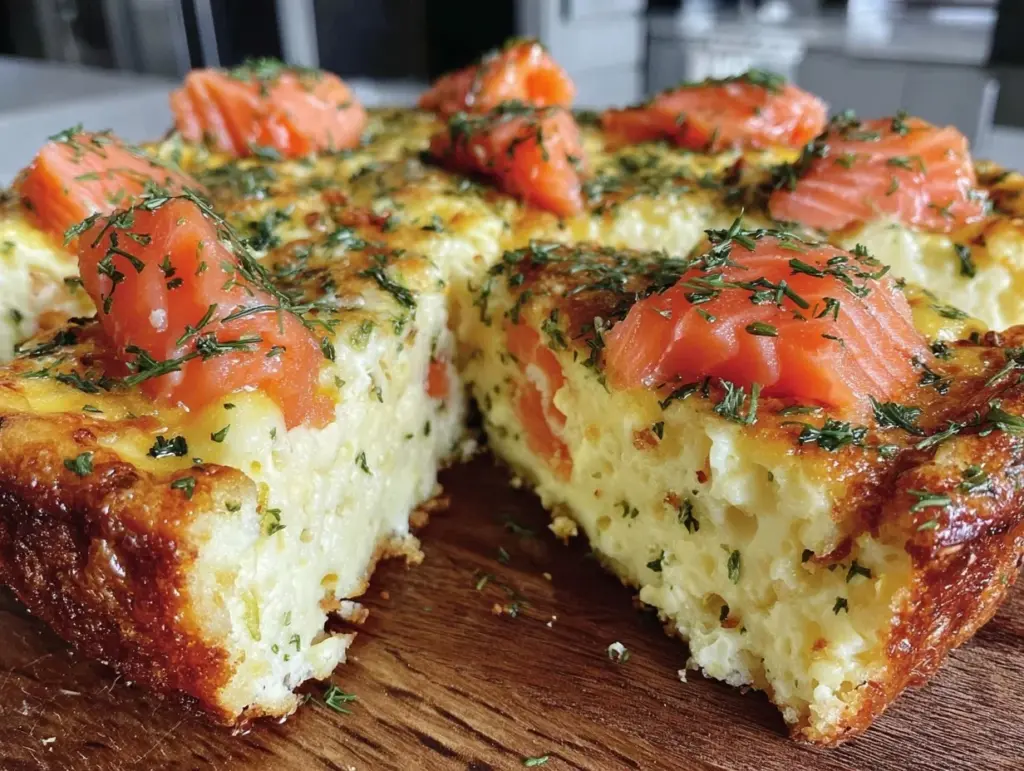 creamy quiche with smoked salmon and dill - featured image