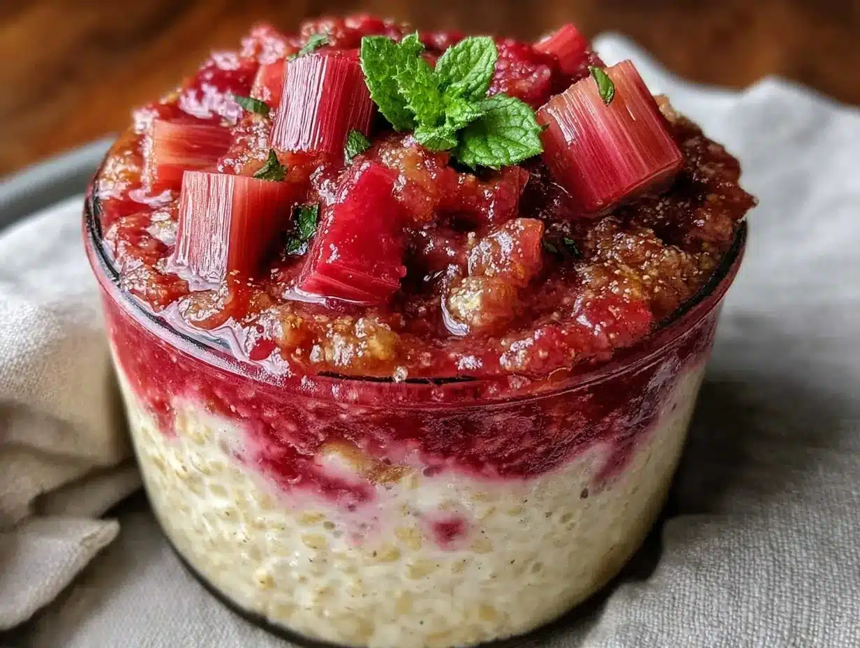 creamy rhubarb compote overnight oats preparation steps