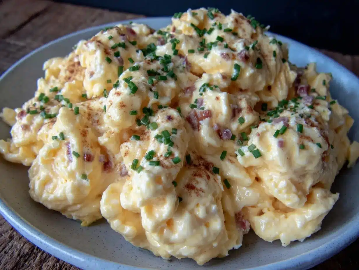 creamy scrambled eggs with cream cheese preparation steps