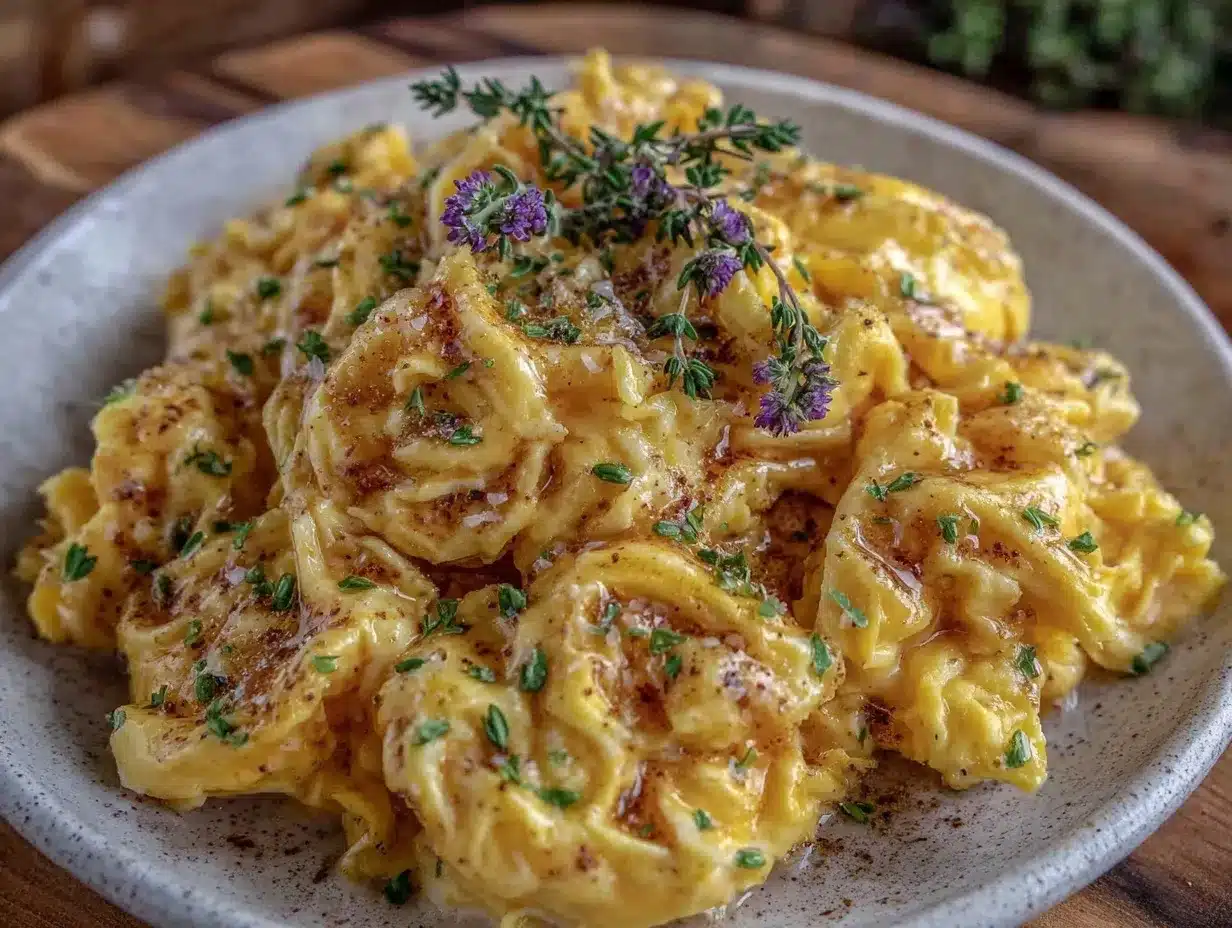 creamy scrambled eggs with miso butter preparation steps