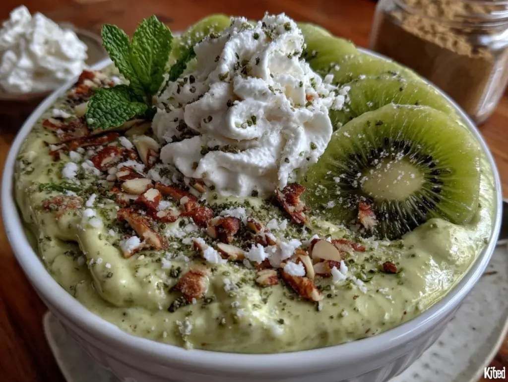 creamy shamrock shake protein smoothie bowl - featured image