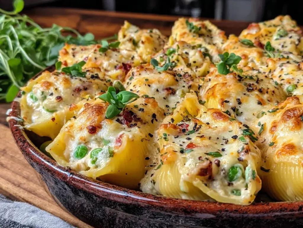 creamy spring pea and ricotta stuffed shells - featured image