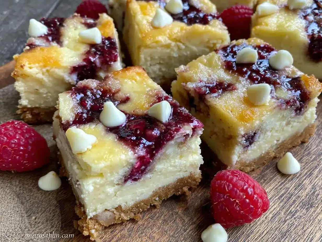 creamy white chocolate raspberry cheesecake bars preparation steps