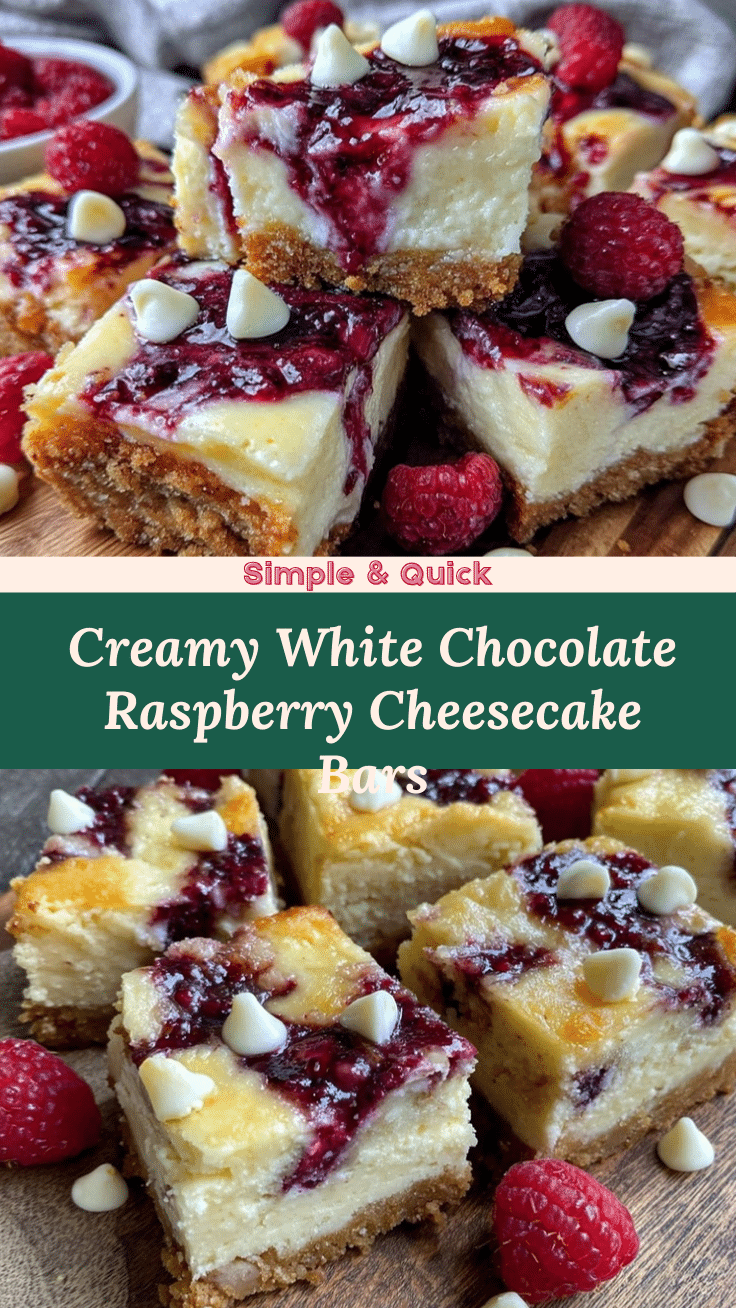 creamy white chocolate raspberry cheesecake bars recipe