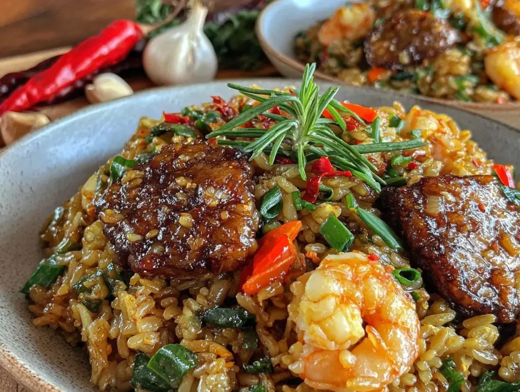 crispy fried rice with rich xo sauce - featured image