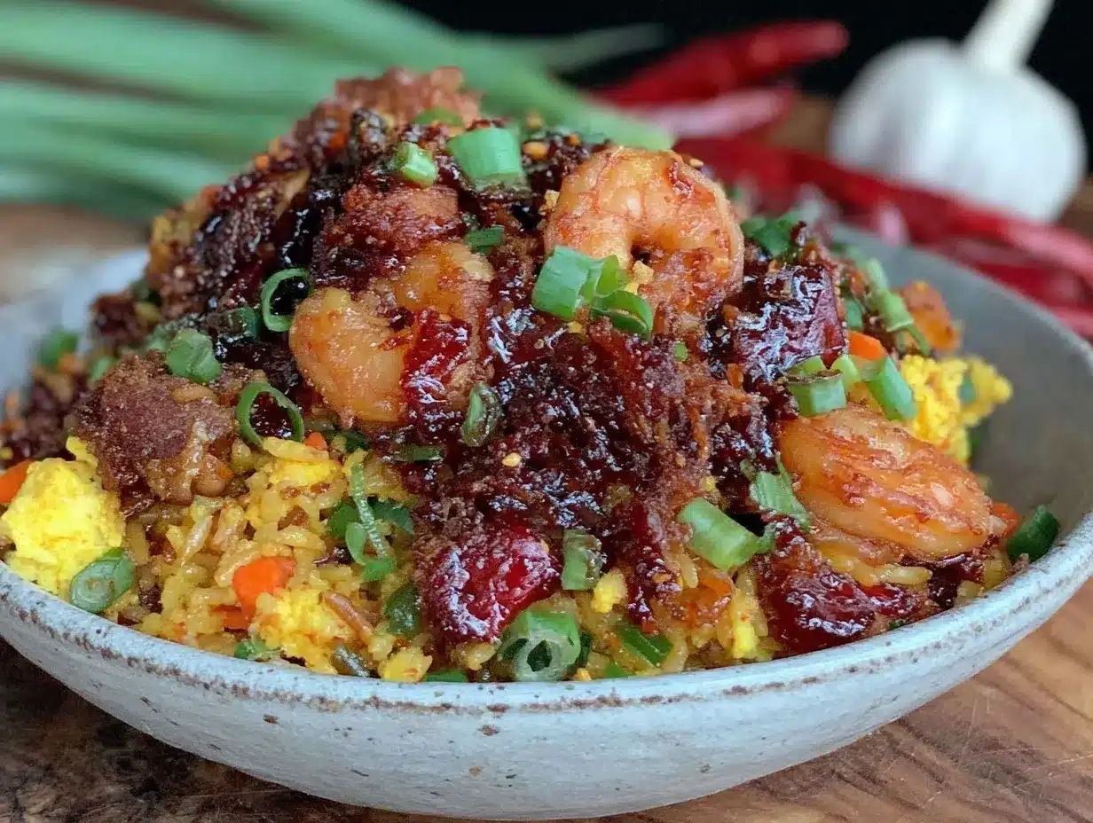 crispy fried rice with rich xo sauce preparation steps