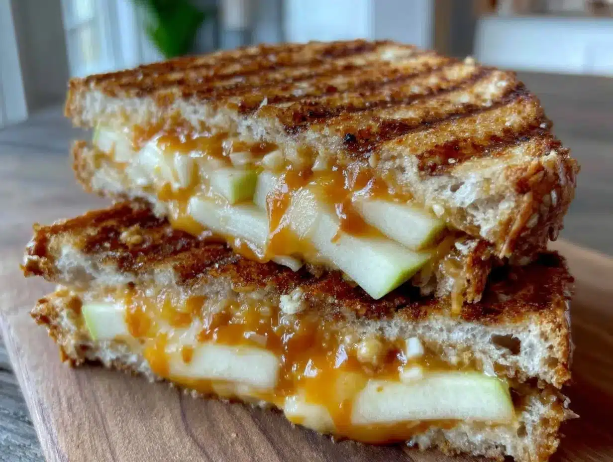crispy grilled cheese with apple and sharp cheddar preparation steps