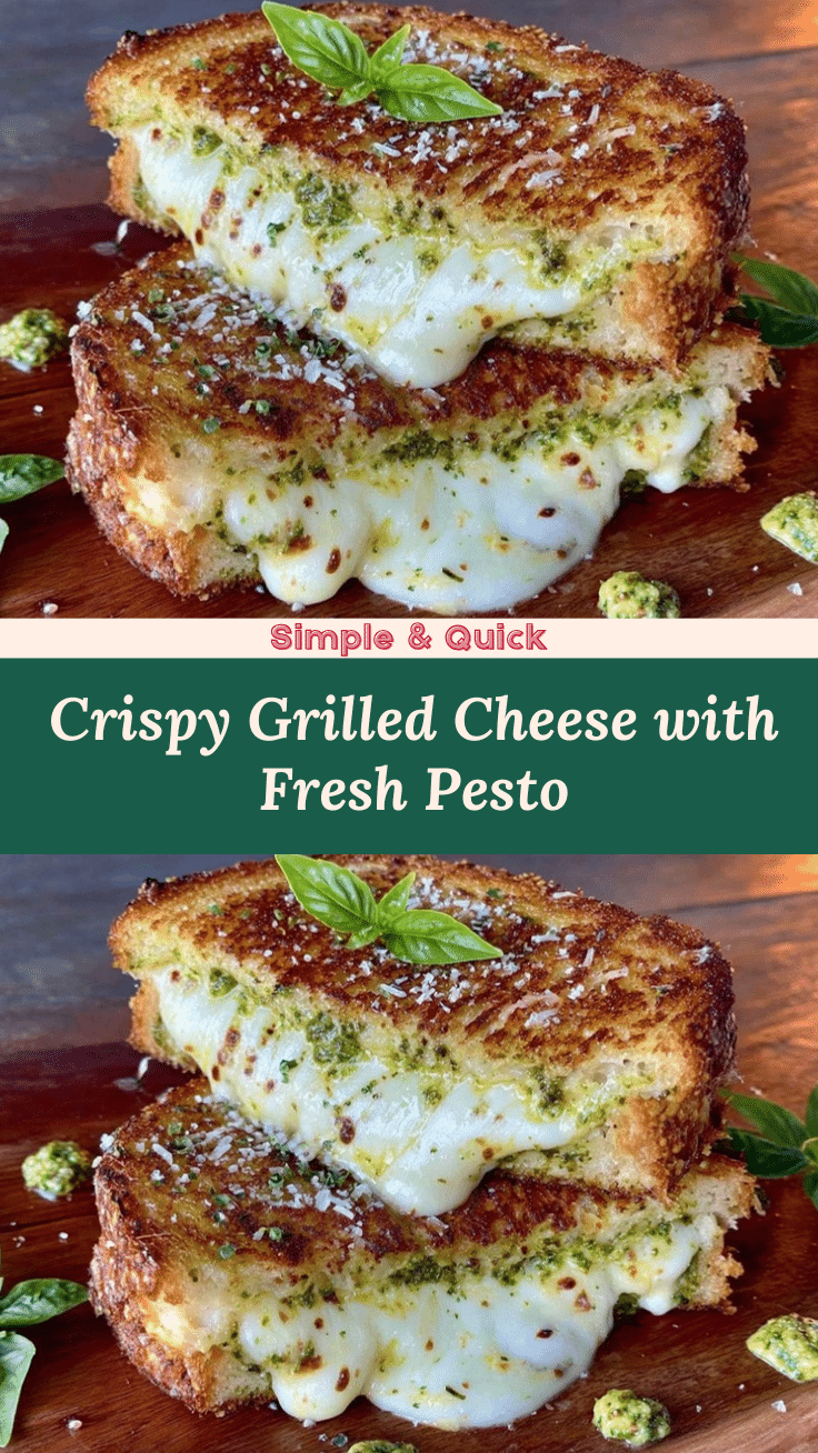 crispy grilled cheese with fresh pesto and mozzarella recipe