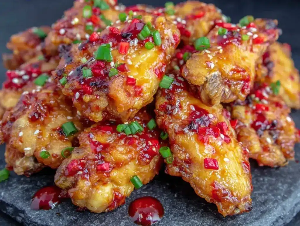 crispy honey sriracha butter chicken wings - featured image