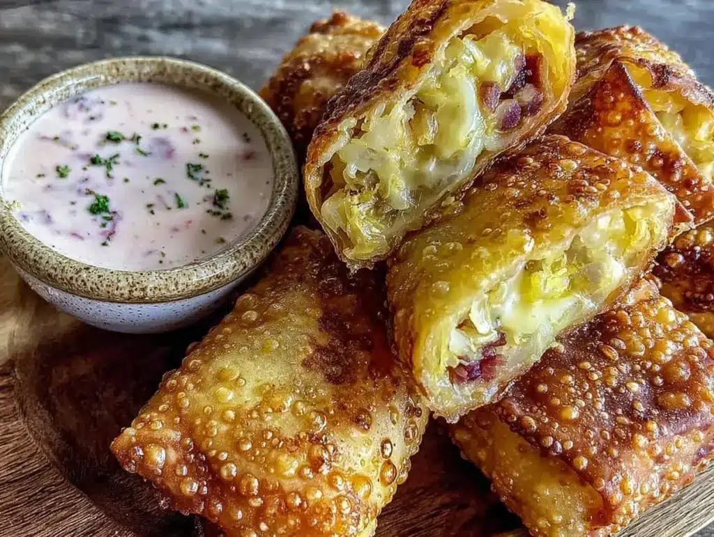 crispy reuben egg rolls - featured image