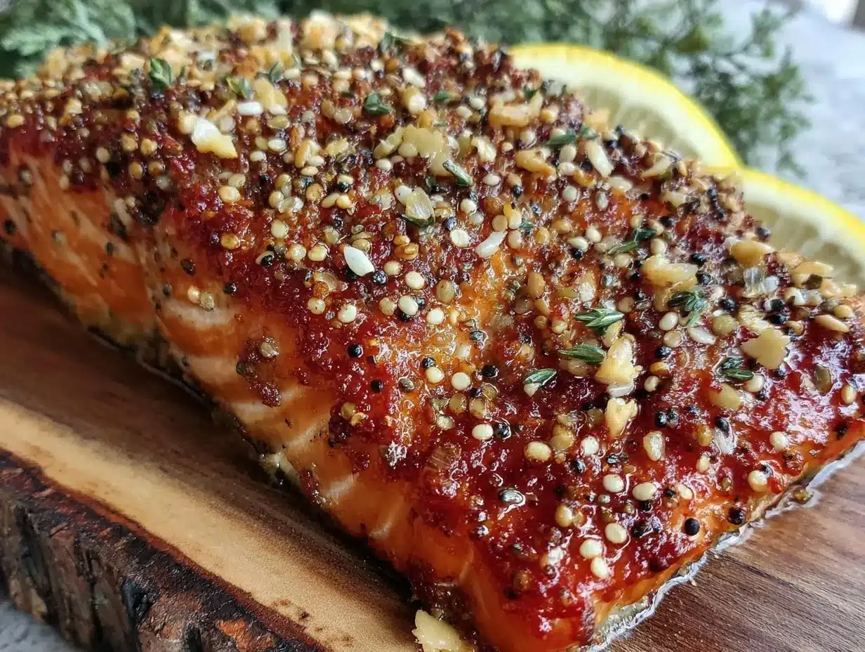 crispy salmon with everything bagel seasoning preparation steps