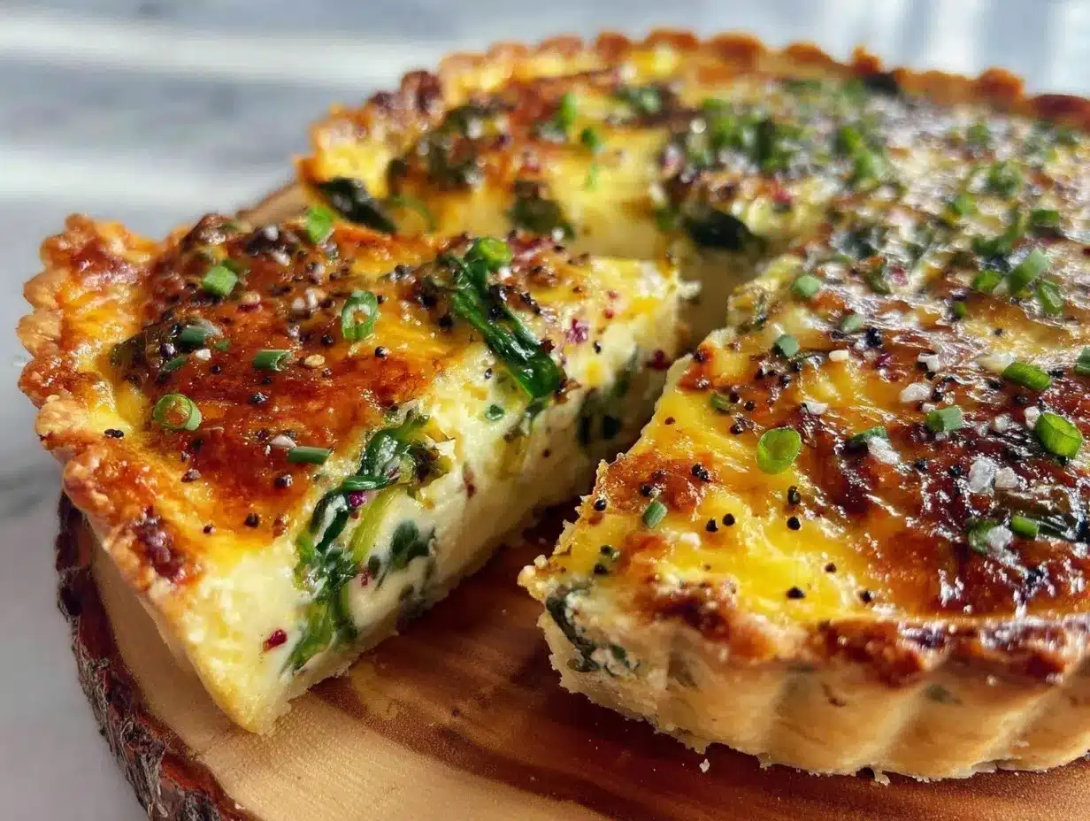 dandelion and wild garlic quiche preparation steps